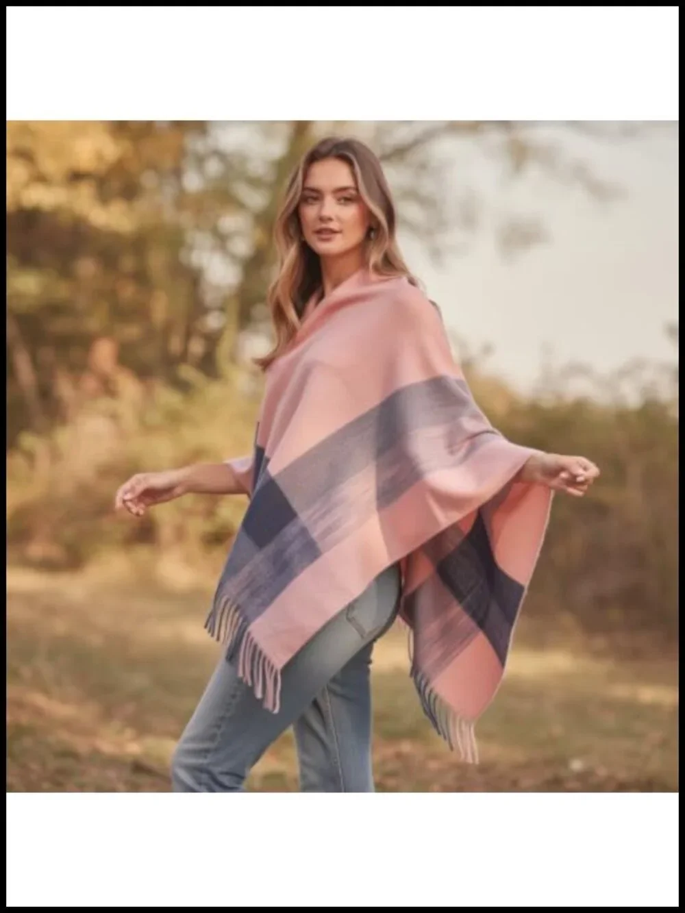 Women's Open Front Poncho Cape Shawl Wrap with Tassel Fringe - Oversized Casual